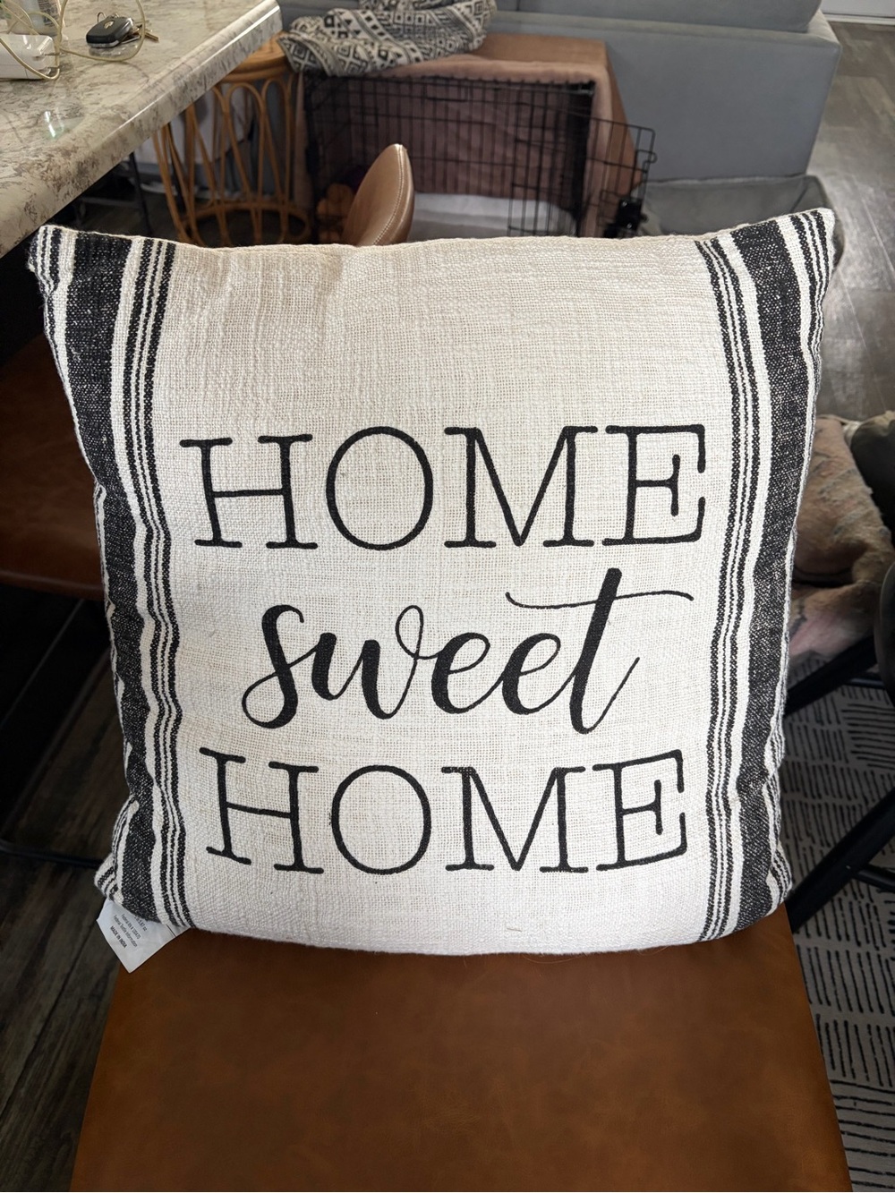 Home Sweet Home Decorative Throw Pillow - Black and Cream